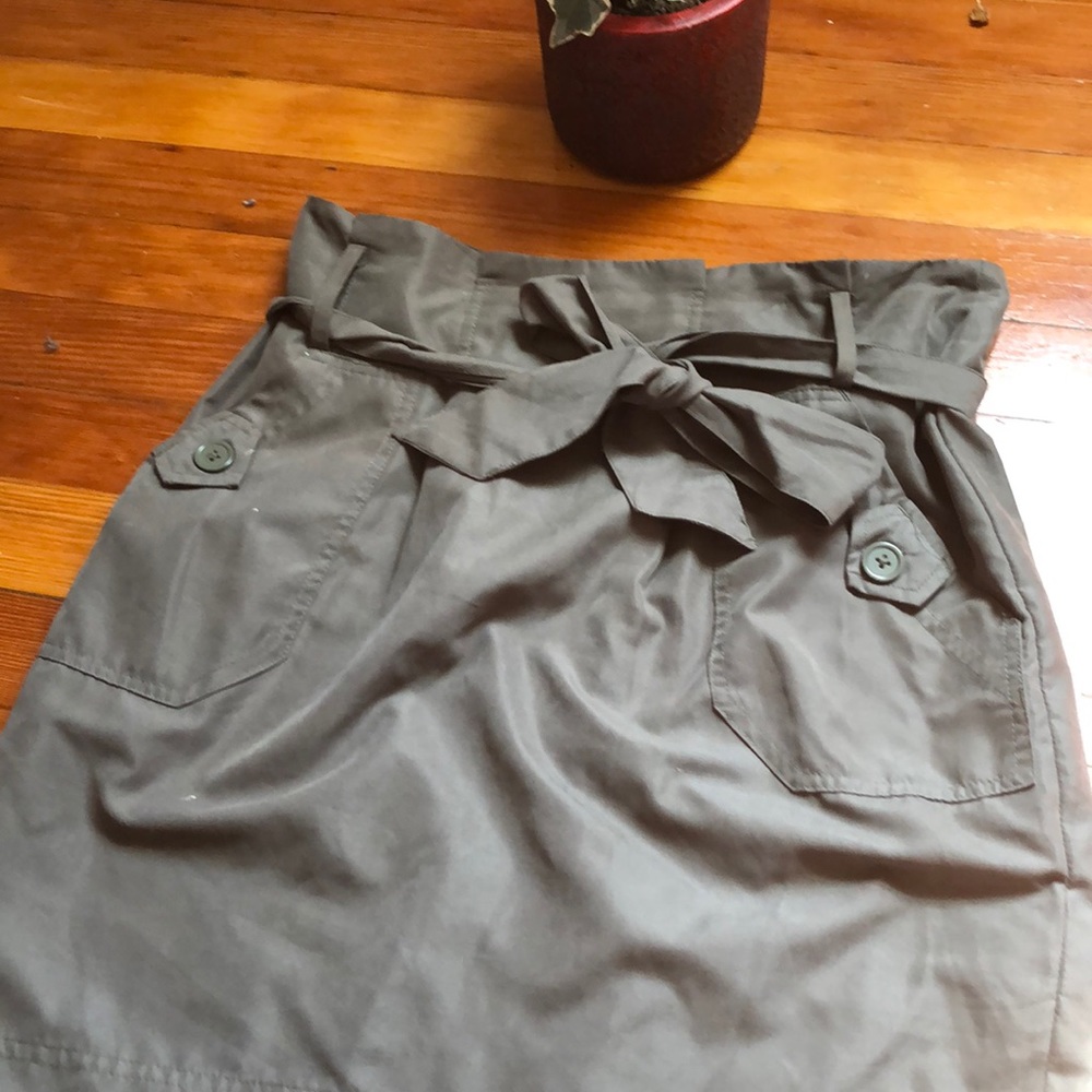 Army green mini skirt